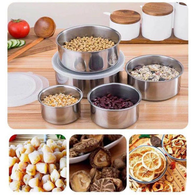 Bộ 5 Thau Inox Đựng Thực Phẩm Nắp Nhựa,  Nhiều Kích Thước, Chất Liệu Cao Cấp Bền Đẹp, An Toàn Vệ Sinh Thực Phẩm 