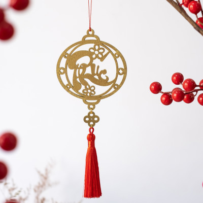 Combo 12V - Bộ 12 dây treo trang trí tết Khai Lộc Hoàng Kim màu Vàng,handmade,chất liệu gỗ, kim loại cắt CNC hoa văn sắc sảo, treo cành mai, đào, lan, quà tặng độc đáo ý nghĩa