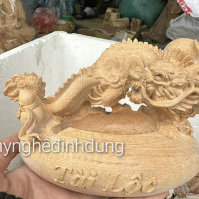 TƯỢNG GẠT TÀN TÀI LỘC PHÚ QUÝ BẰNG GỖ NGỌC AM THƠM NỨC KT 15×11×9CM 