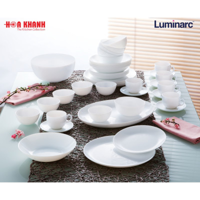 Đĩa Thủy Tinh Luminarc Diwali Trắng 19cm đựng thức ăn, cường lực, chịu nhiệt - Bộ 3 đĩa - N3603