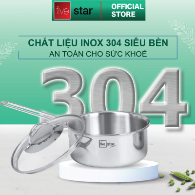Bộ nồi chảo chống dính sâu lòng tổ ong 3 lớp đáy liền inox 304 Fivestar Plus quai oval nắp kính , tặng 1 sạn inox