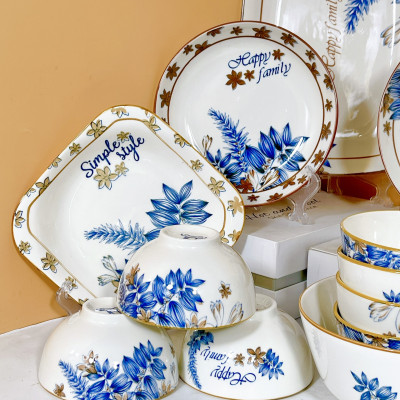 Bộ Bát Đĩa Cao Cấp Gosu Phong Cách Lá Xanh, họa tiết sắc nét độc đáo