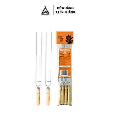 Nĩa nướng thịt, rau củ quả, nĩa nướng thép Suncojia nhỏ gọn, tiện lợi có tay cầm gỗ cách nhiệt