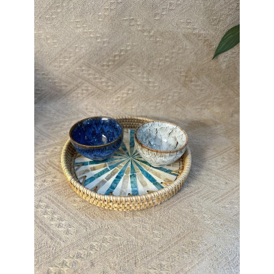 Khay mây khảm trai ONGTRE cao cấp đựng đồ đa năng - OTK6