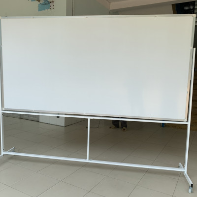 Bảng di động 2 mặt trắng viết bút lông Poly có kẻ ô ly Bavico-1,2x2,4m