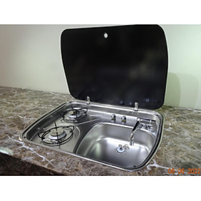 Bếp gas đôi 2 x 1.35kW tích hợp bồn rửa có nắp