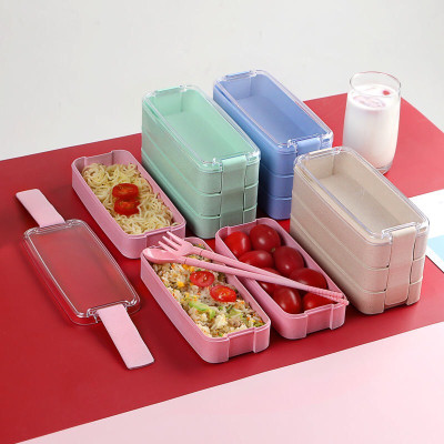 Hộp Đựng Cơm Văn Phòng, Cặp Lồng Cơm Lúa Mạch 3 Tầng Tặng Kèm Thìa Lúa Mạch - Hàng Loại 1 - Chính Hãng MINIIN