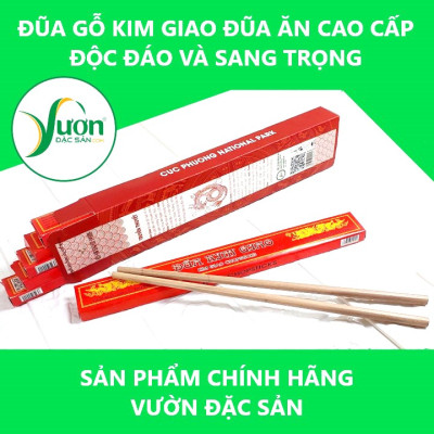 Hộp 10 Đôi Đũa gỗ Kim Giao Vườn Đặc Sản (Dài 27cm) Món quà quý đến từ rừng Cúc Phương Ninh Bình đũa gỗ mộc không sơn không hóa chất không cong vênh không mốc đũa cao cấp đũa của Vua Chúa xưa sử dụng