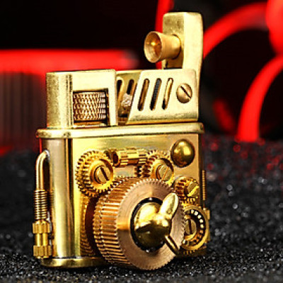 Vỏ Hột Quẹt Bật Lửa Zorro DC540 Thiết Kế Độc Lạ Với Cánh Quạt Mini Phía Trước Màu Vàng - Dùng Xăng Đá Cao Cấp