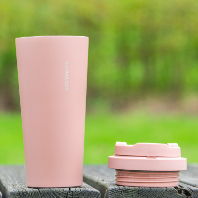Ly giữ nhiệt LocknLock 550ml màu hồng LHC3249PIK - Hàng chính hãng, mở nắp một chạm, chất liệu thép không gỉ miệng ly rộng - JoyMall