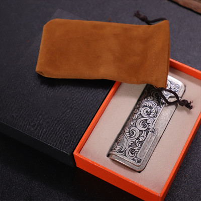 Vỏ Hột Quẹt Bật Lửa Khò 1 Tia Jifeng JF 090 Thiết Kế Nhỏ Gọn Họa Tiết Hoa Văn Cổ - Dùng Gas Đá Cao Cấp