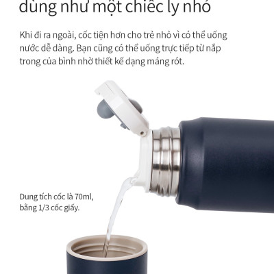 Bình giữ nhiệt Lock&Lock 505ml Maman Cup Vacuum Bottle Màu Hồng LHC1487PIK - Hàng chính hãng, nắp dùng làm cốc nước uống - JoyMall