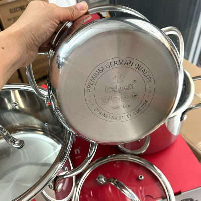 Bộ 3 nồi inox 3 lớp liền khối Kalpen Kampfer KF1 size 16/20/24cm bảo hành 30 năm