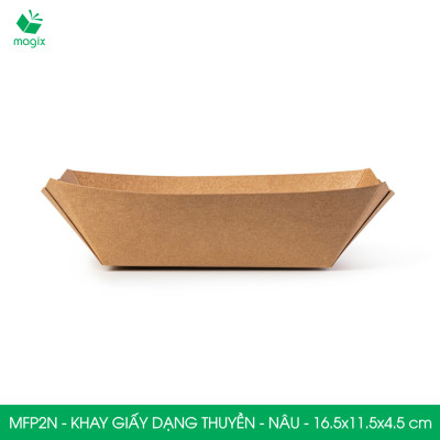 MFP2N - 16.5x11.5x4.5 cm - 50 khay giấy dáng thuyền đựng thức ăn, khay giấy đựng món tráng miệng