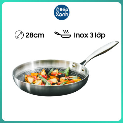 Chảo Chống Dính Inox Ecalite EP-28H (28cm) - Đáy 3 Lớp - Dùng Cho Mọi Loại Bếp - Hàng Chính Hãng