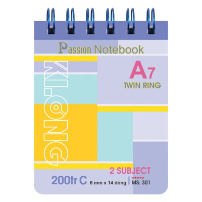 Sổ lỗ kép Klong A7 200tr Bìa Nhựa KLONG; MS: 301