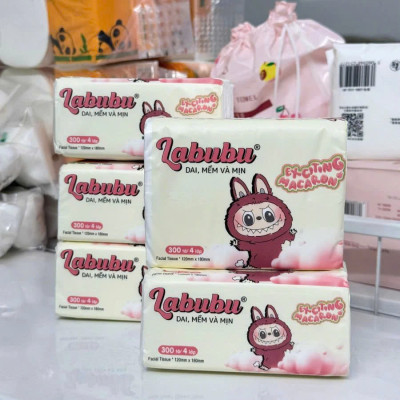 Phụ kiện nhà bếp -Combo 10 bịch giấy ăn Labubu 300 tờ  - 4 lớp / 1 gói siêu mềm mại siêu dai tiết kiệm và an toàn