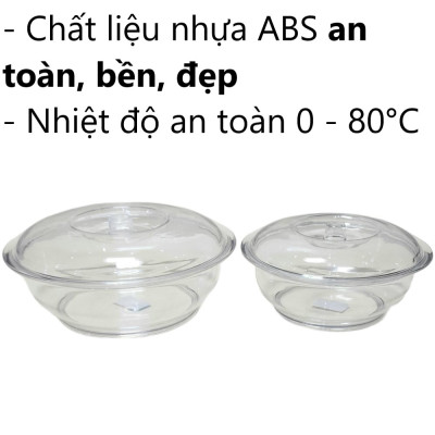 Âu thố trong Nhựa cao cấp giả thủy tinh trong suốt đựng cơm canh có nắp đậy size trung (21*12*10cm) - HÀNG VIỆT NAM