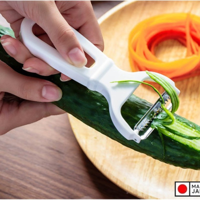 Nạo sợi củ quả Echo, lưỡi dao inox sắc bén nên loại bỏ vỏ một cách nhanh chóng, mượt mà và rất đẹp mắt - nội địa Nhật Bản 