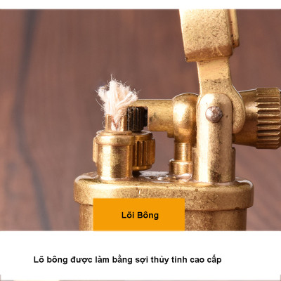 Vỏ Hột Quẹt Bật Lửa Thủ Công TC1703 Kiểu Dáng Nhỏ Gọn Bằng Đồng Cực Chất - Màu Vàng