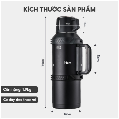 Bình Giữ Nhiệt Inox 4L Lebenlang LBL3026, Lõi Lọc Trà Inox 316, Giữ Nhiệt 6–8H, Có Dây Đeo, Miệng Rộng Dễ Vệ Sinh - hàng chính hãng