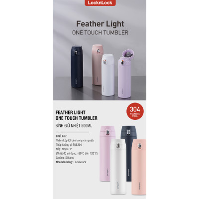 Bình Giữ Nhiệt LocknLock Featherlight One-touch Tumbler màu xanh navy LHC3257NVY 500ml - Hàng chính hãng, nắp bật tiện lợi - JoyMall