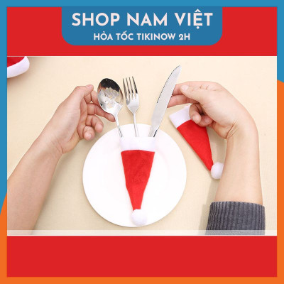 Khăn Bọc Muỗng Đũa Bàn Ăn Hình Nón Giáng Sinh
