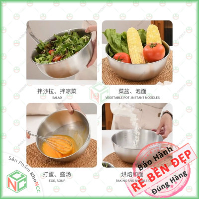 (Tiện Lợi) Bộ 3 Tô Thố Inox 304 Không Gỉ - 3 Size 16cm 19cm 24cm Có Chia Vạch Định Lượng Tiện Lợi - KLM-3TTBCV