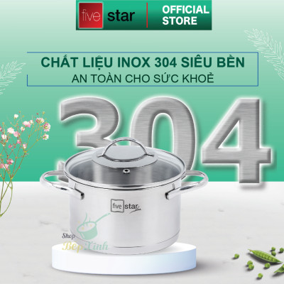 Bộ nồi chảo chống dính cao cấp Fivestar 6 món 3 đáy từ nắp kính ( tặng bộ sạn dừa 4 món )