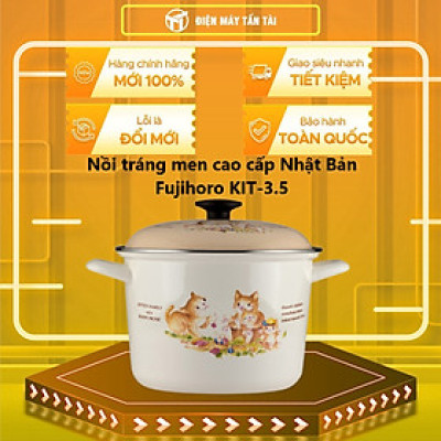 Nồi Tráng Men Cao Cấp Nhật Bản Fujihoro (Hoa Văn Con Mèo)  KIT-3.5