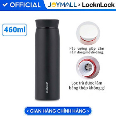 Bình giữ nhiệt LocknLock Feather Light Ring màu đen LHC4244BLK 460ml - Hàng chính hãng, có khay lưới lọc trà - JoyMall