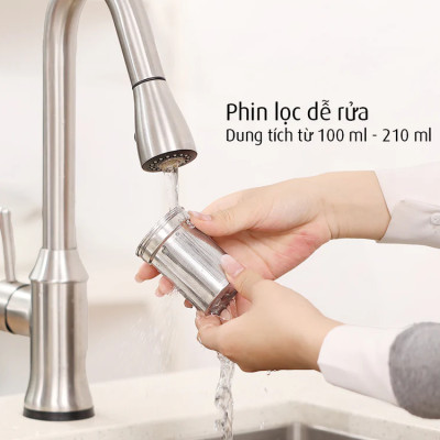Bình ủ nhiệt Imat có phin lọc 2000ml màu xanh nhiệt đới, ruột bình, phin lọc làm bằng Inox 304