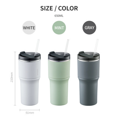 Bình giữ nhiệt LocknLock Metro Drive màu xám LHC4277SGRY 650ml - Hàng chính hãng, kèm ống hút cọ rửa, thiết kế nắp xoay - JoyMall