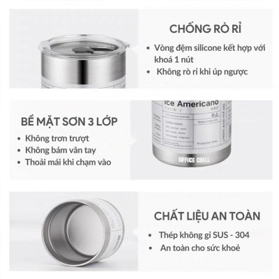 Ly Giữ Nhiệt 8 Tiếng Inox 304 5 Lớp, Cốc Giữ Nhiệt Iced Americano Cao Cấp Bán Chạy Bảo Hành 90 Ngày Tại Office Chill