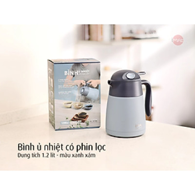 Bình ủ nhiệt iMat có phin lọc 1200ml / 1500ml / 2000ml ruột bình, phin lọc Inox 304, nắp tay cầm nhựa ABS cao cấp