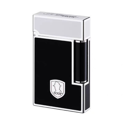 Vỏ Hột Quẹt Bật Lửa D upon Gas Đá D199V Họa Tiết Hoa Văn Cách Điệu Sơn Mài Khắc Hình Điệp Viên 007 Màu Đen Viền Vàng/Bạc