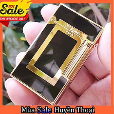 Vỏ Hột Quẹt Bật Lửa Dupont D151V Họa Tiết Sơn Mài Đen Ô Vuông Vàng Đẹp Độc Lạ - Dùng Gas Đá Cao Cấp