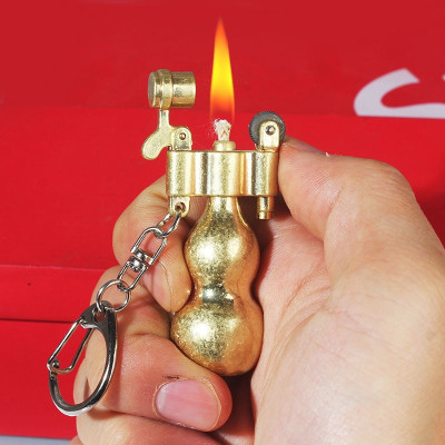 Vỏ Hột Quẹt Bật Lửa Xăng Đá Dophin HY-738 Kiêm Móc Treo Chìa Khóa Hình Quả Bầu Hồ Lô Màu Vàng Tài Lộc