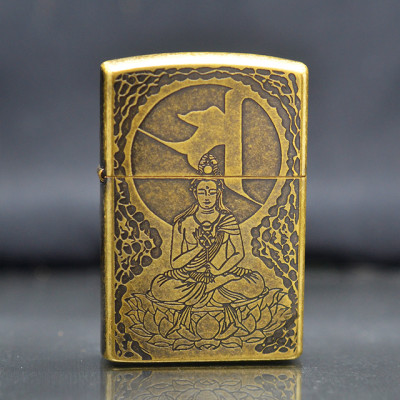 Vỏ Hột Quẹt Bật Lửa Xăng Đá Zorro Z91235 Họa Tiết Phật May Mắn sang trọng - Dùng Xăng Bấc Đá