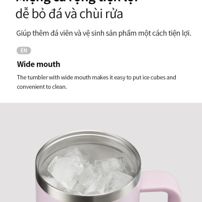 Ly giữ nhiệt LocknLock Flat Table Mug LHC4320 730ML, Hàng chính hãng, có tay cầm, miêng rộng - JoyMall