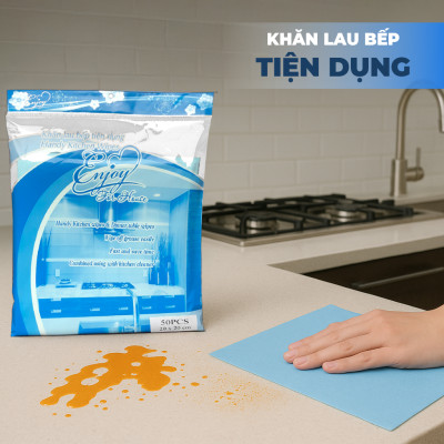 Khăn lau bếp ENJOY for house, vải không dệt, dùng một lần, mềm mịn, dễ hút nước, độ đàn hồi tốt, khó rách