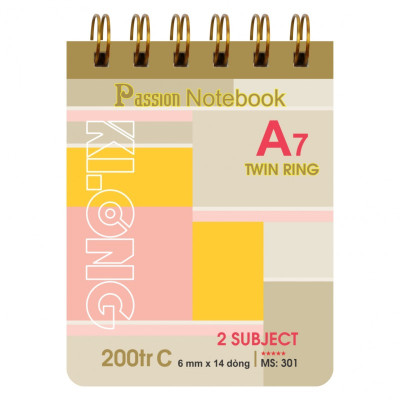 Sổ lỗ kép Klong A7 200tr Bìa Nhựa KLONG; MS: 301