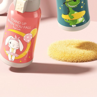 Bình Giữ Nhiệt Cho Trẻ em - Có Ống Hút, 2 Nắp Tiện Lợi, Chất Liệu Thép Không Gỉ inox 304 Cao Cấp, An Toàn Tuyệt Đối, Dung Tích 550ml - Tặng lọ tinh dầu thiên nhiên 10ml