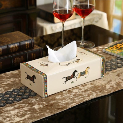 HỘP ĐỰNG GIẤY ĂN GỐM SỨ CÁO CẤP TRẮNG HỌA TIẾT NGỰA PHONG CÁCH CHÂU ÂU SANG TRỌNG