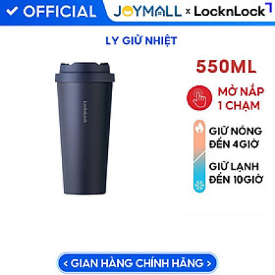 Ly giữ nhiệt LocknLock 550ml màu xanh navy LHC3249NVY - Hàng chính hãng, mở nắp một chạm, chất liệu thép không gỉ miệng ly rộng - JoyMall