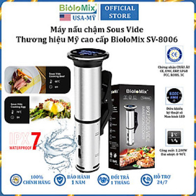 Máy nấu chậm Sous Vide thương hiệu BioloMix SV-8006 hệ thống nhiệt tuần hoàn 3D - Màn hình LED điều khiển chính xác kỹ thuật số - Hàng Nhập Khẩu