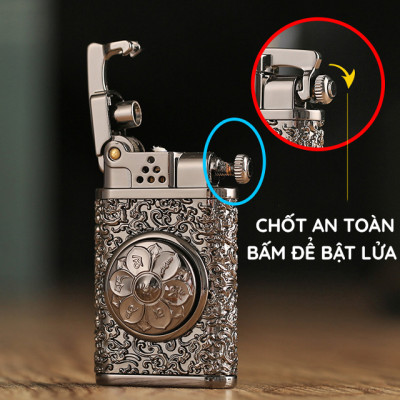 Vỏ Hột Quẹt Bật Lửa Xăng Zorro Z602 Thiết Kế Họa Tiết Vòng Xoay Hoa Sen Đẹp Độc Lạ - Dùng Xăng Bấc Đá Cao Cấp