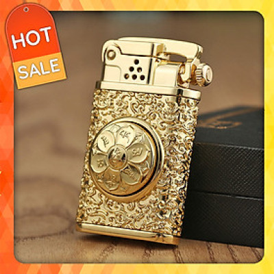 Vỏ Hột Quẹt Bật Lửa Xăng Zorro Z602 Thiết Kế Họa Tiết Vòng Xoay Hoa Sen Đẹp Độc Lạ - Dùng Xăng Bấc Đá Cao Cấp
