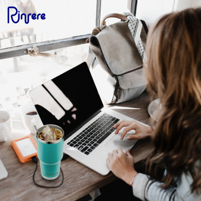 Ly Giữ Nhiệt Nắp Trượt Chống Tràn Rinfere - Khắc Tên, Tặng Kèm Ống Hút Không Gỉ, Dụng Cụ Vệ Sinh Ông Hút (900ml)