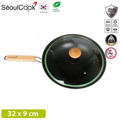 Seoulcook Luxury – Chảo sâu lòng 32cm đáy từ / Induction cao cấp Hàn Quốc, chống dính vân đá an toàn cho sức khỏe - Hàng chính hãng